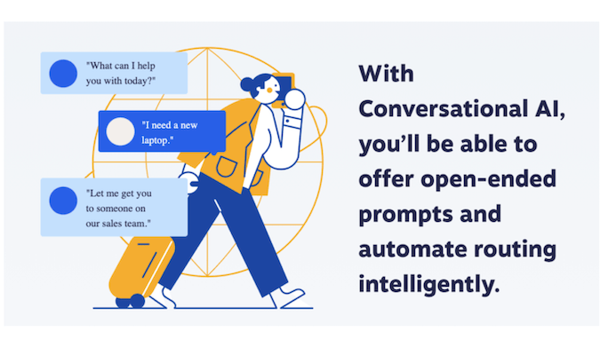 Nextiva conversational AI graphic showing a conversation.