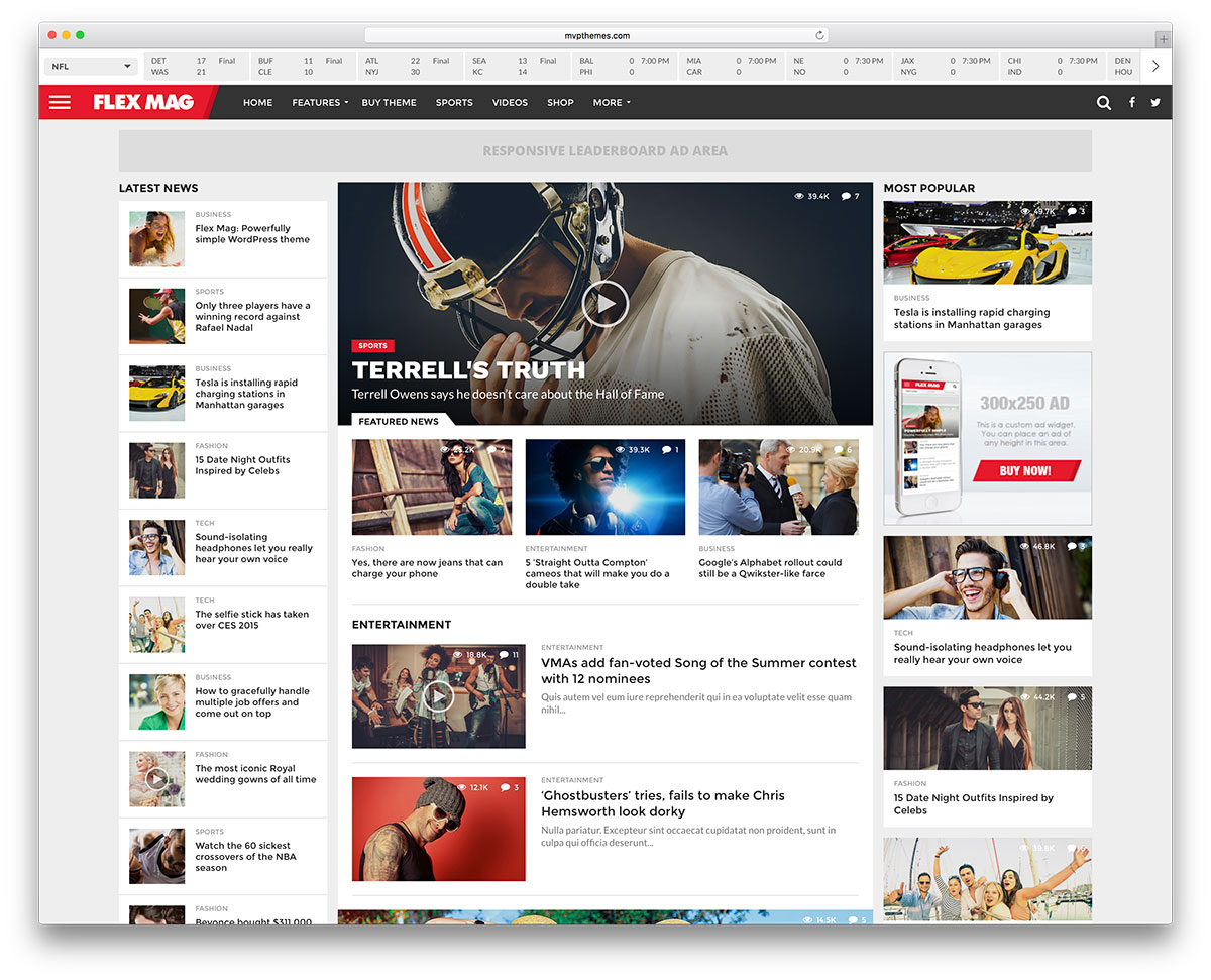 sports WordPress themes