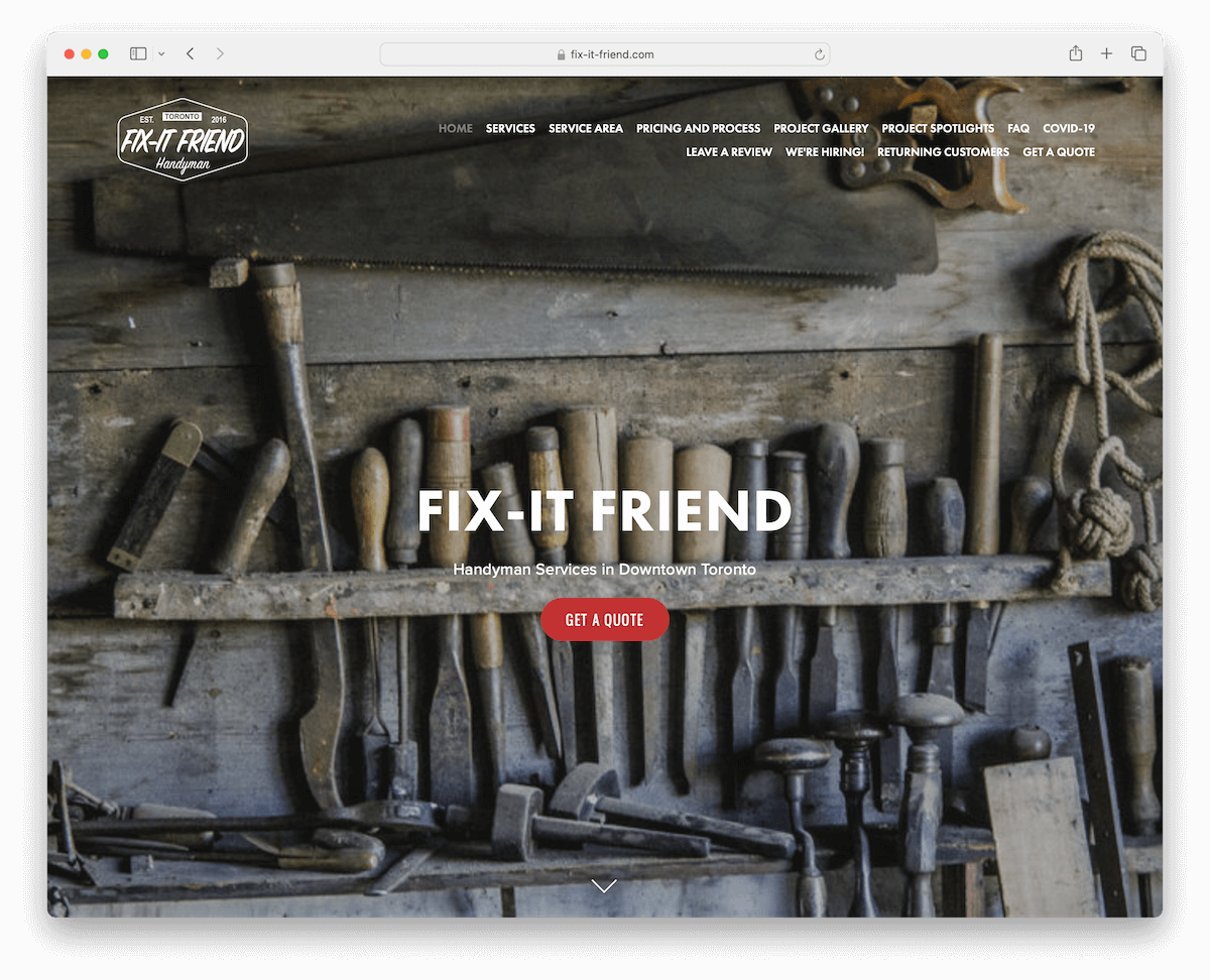 handyman websites made using Squarespace website builder