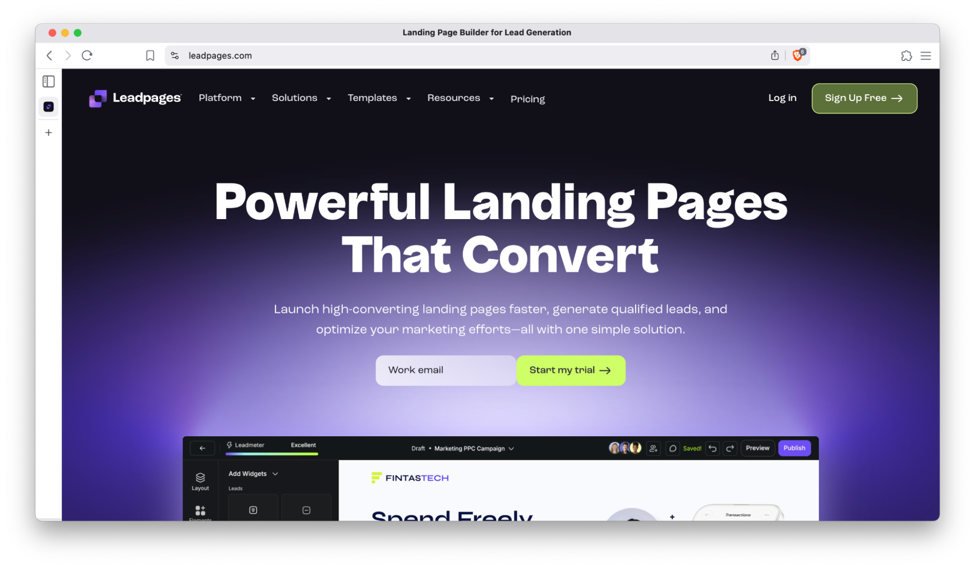Leadpages homepage