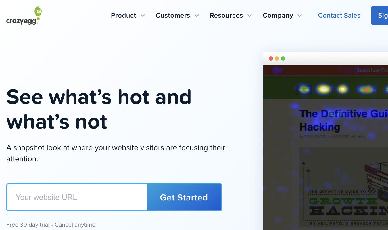 Crazy heatmap signup page