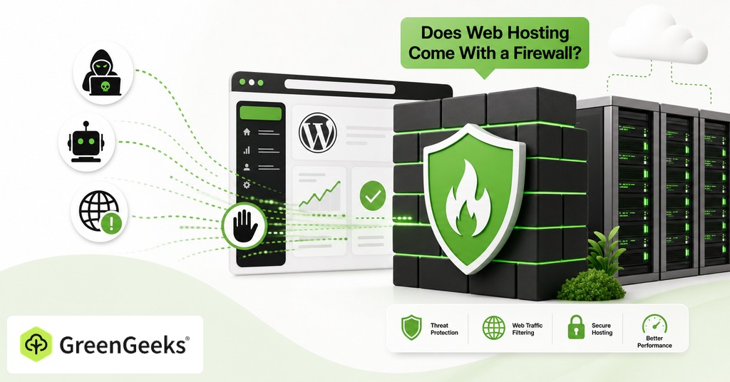 GreenGeeks illustration of does web hosting come with a firewall? for web application firewall